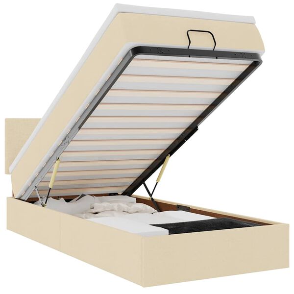 vidaXL Cama otomana con colch&oacute;n de tela color crema 100x200 cm