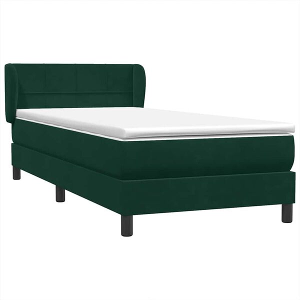 vidaXL Cama box spring con colch&oacute;n terciopelo verde oscuro 90x210 cm