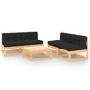 vidaXL Juego de muebles de jard&iacute;n 5 pzas y cojines madera maciza pino