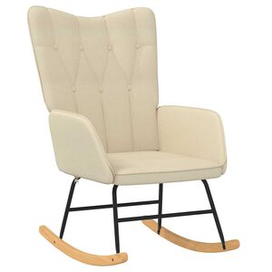 vidaXL Silla mecedora de tela color crema