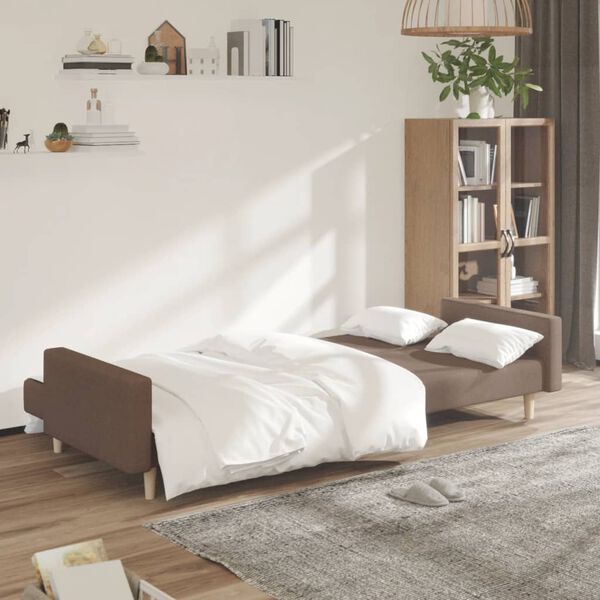 vidaXL Sof&aacute; cama de 2 plazas tela gris taupe