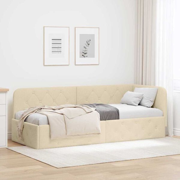 vidaXL Estructura de cama en esquina Crema 80 x 200 cm tela