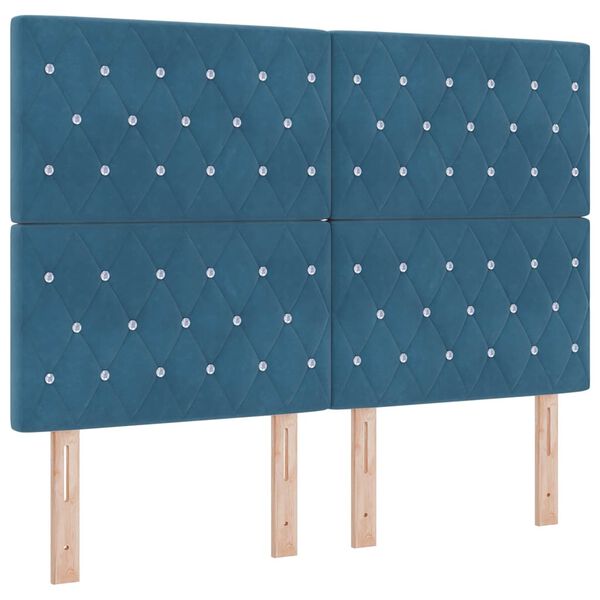 vidaXL Cama tipo Box Spring Azul Oscuro 140 x 190 cm Terciopelo