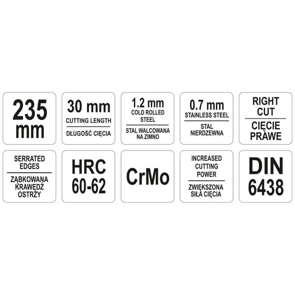 YATO Tijeras de hojalatero con inclinaci&oacute;n derecha verde 235 mm