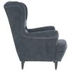 vidaXL Sillón orejero y taburete de terciopelo gris oscuro