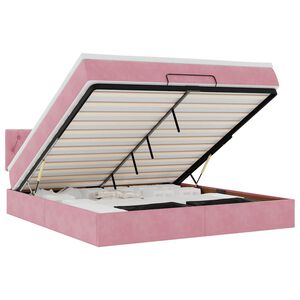 vidaXL Estructura cama otomana con colch&oacute;n terciopelo rosa 180x200 cm