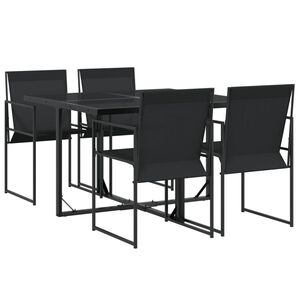 vidaXL Juego de comedor para jard&iacute;n 5 piezas textilene negro
