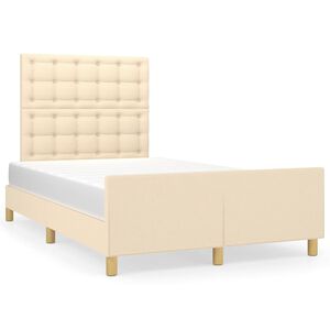 vidaXL Estructura de cama sin colch&oacute;n tela crema 120x190 cm