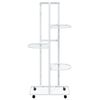 vidaXL Soporte para flores 5 alturas ruedas hierro blanco 44x23x100cm
