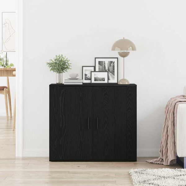 vidaXL Vitrina Roble Negro 80 x 33 x 70 cm Madera contrachapada