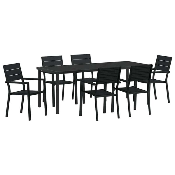 vidaXL Conjunto de Comedor de Jard&iacute;n 7 pcs Negro
