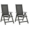 vidaXL Sillas plegables de jard&iacute;n 2 uds textileno aluminio negro