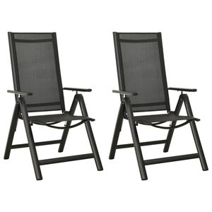 vidaXL Sillas plegables (2 unidades) Textilene y aluminio negro