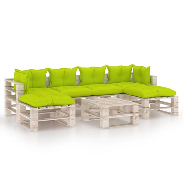 vidaXL Muebles de jard&iacute;n de palets 7 pzas y cojines madera de pino
