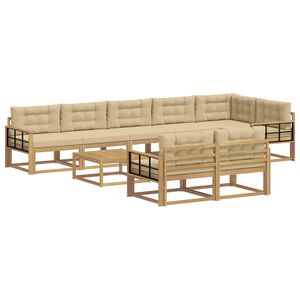vidaXL Conjunto de sof&aacute;s de exterior 9 pcs y Beige 79 x 79 x 37 cm