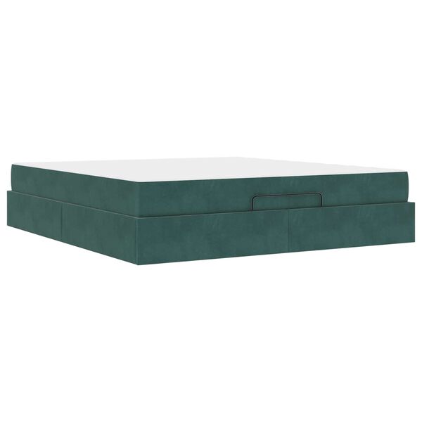 vidaXL Estructura de cama con colch&oacute;n 2 pcs Verde Terciopelo