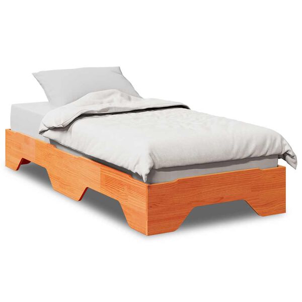 vidaXL Estructura de cama apilable sin colch&oacute;n marr&oacute;n cera 100x200 cm