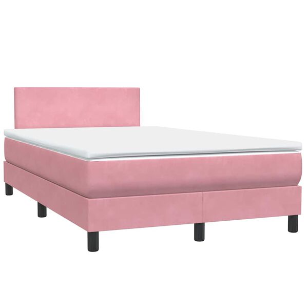 vidaXL Cama box spring con colch&oacute;n terciopelo rosa 120x220 cm