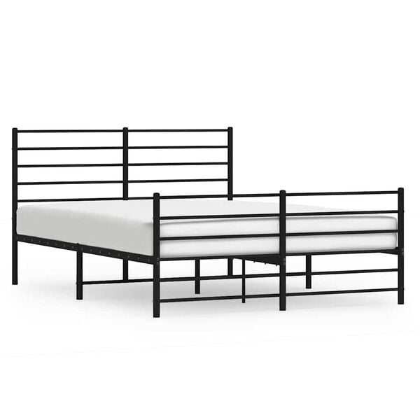 vidaXL Estructura cama sin colch&oacute;n con estribo metal negro 120x200 cm
