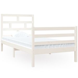 vidaXL Estructura de cama individual de madera maciza blanco 90x190 cm