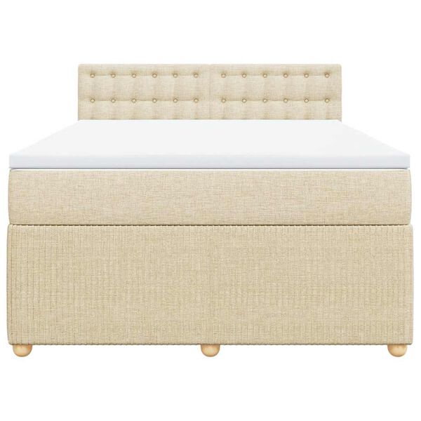 vidaXL Cama box spring con colch&oacute;n tela color crema 140x200 cm