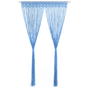 vidaXL Cortina de macram&eacute; algod&oacute;n azul 140x240 cm