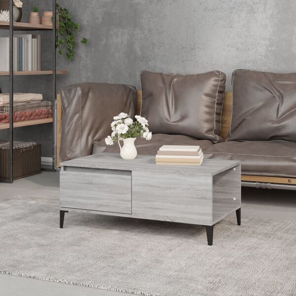 vidaXL Mesa de centro madera contrachapada gris Sonoma 90x50x36,5 cm