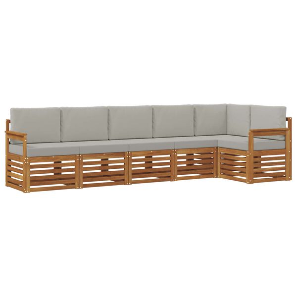 vidaXL Juegos de sof&aacute;s con coj&iacute;n 6 pcs Gris Natural y Claro