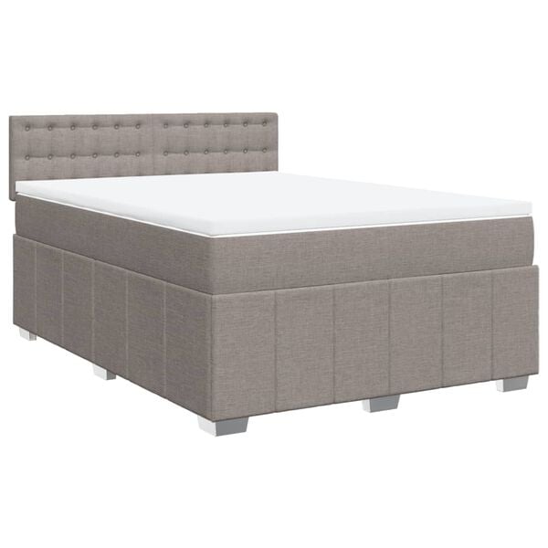 vidaXL Cama box spring con colch&oacute;n tela gris taupe 140x200 cm