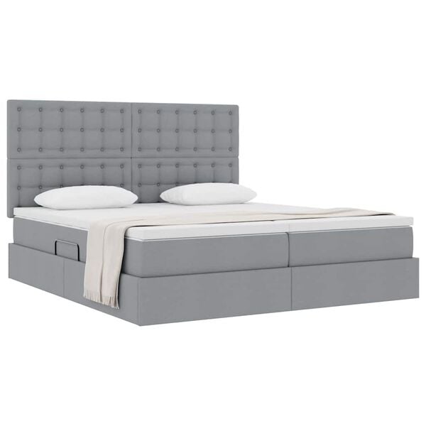 vidaXL Cama con almacenamiento Gris Claro 180 x 200 cm Cuero sint&eacute;tico