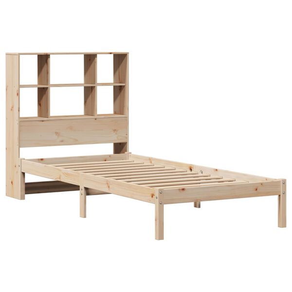 vidaXL Cama con estanter&iacute;a sin colch&oacute;n madera maciza de pino 90x190 cm