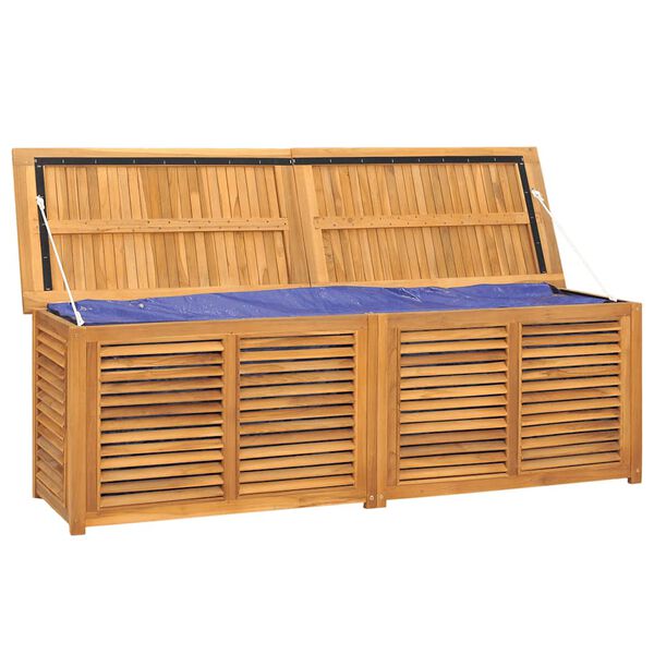 vidaXL Caja de almacenaje de jardín con bolsa teca maciza 175x50x55 cm