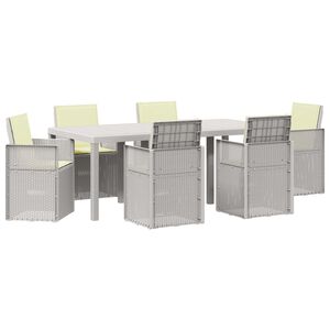 vidaXL Conjunto de Comedor de Jard&iacute;n 7 uds. Blanco y Crema PP