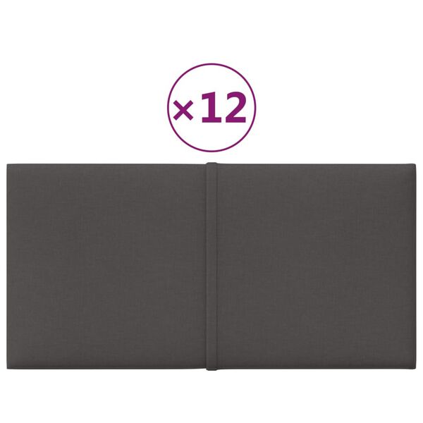 vidaXL Paneles de pared 12 uds tela gris oscuro 30x15 cm 0,54 m²