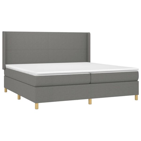 vidaXL Cama box spring colch&oacute;n y luces LED tela gris claro 200x200 cm