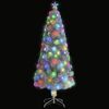 vidaXL &Aacute;rbol de Navidad artificial con luces fibra &oacute;ptica blanco 180cm