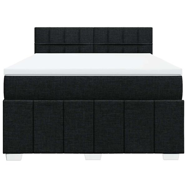 vidaXL Cama box spring con colch&oacute;n tela negro 140x200 cm