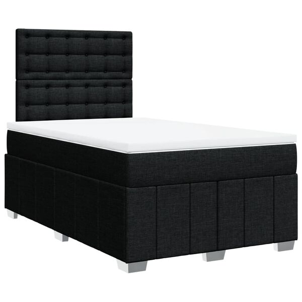 vidaXL Cama box spring con colch&oacute;n tela negro 120x200 cm