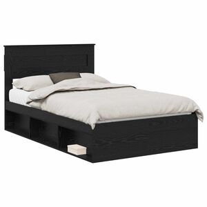 vidaXL Estructura de cama Negro 135 x 190 cm Madera de pino macizo
