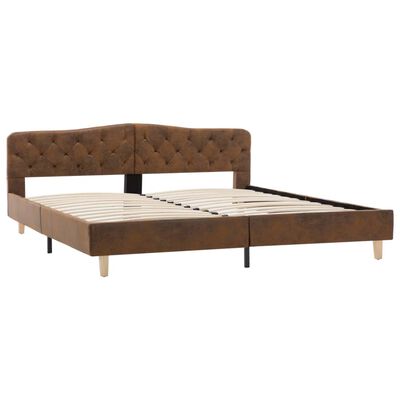 vidaXL Estructura de cama de piel de ante artificial marrón 180x200 cm