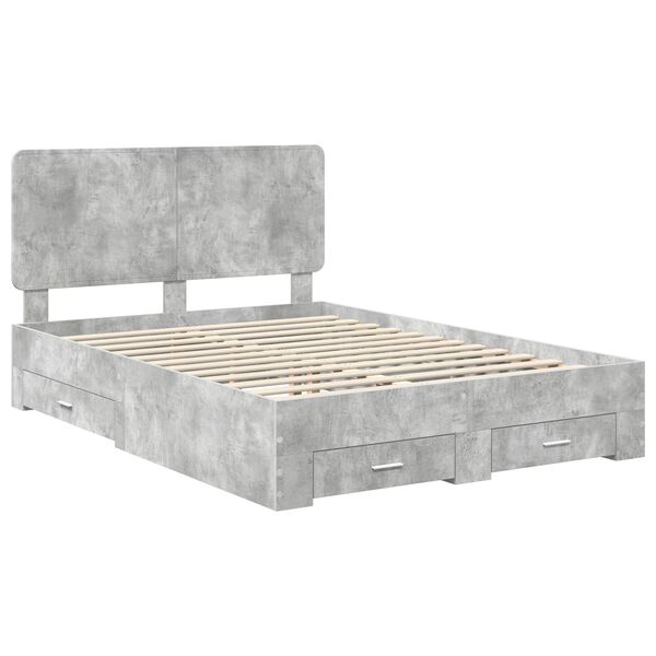 vidaXL Estructura de cama con cabecera Gris Concreto 150 x 200 cm