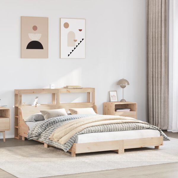 vidaXL Estructura de cama sin colch&oacute;n madera maciza de pino 140x190 cm