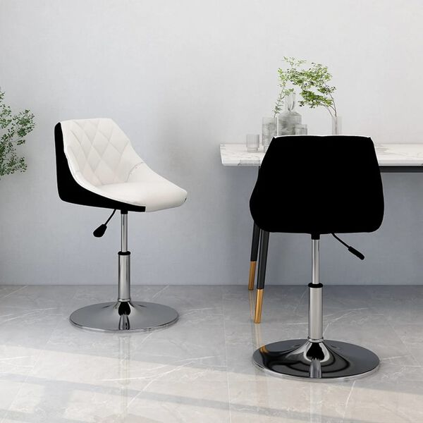 vidaXL Sillas de comedor giratorias 2 uds cuero sint&eacute;tico blanco negro