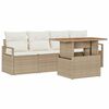 vidaXL Conjunto de sof&aacute; de jard&iacute;n 5 uds. Beige Polirat&aacute;n