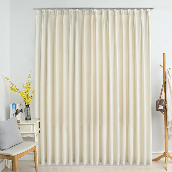 vidaXL Cortina opaca con ganchos terciopelo color crema 290x245 cm