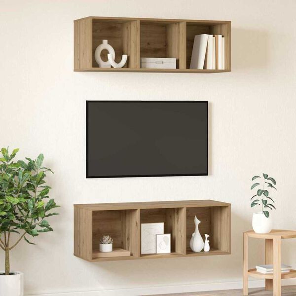 vidaXL Conjunto de mueble de TV 2 pcs Roble artesanal 37 x 37 x 107 cm