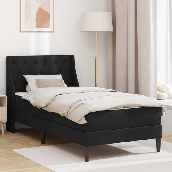vidaXL Estructura de cama con colch&oacute;n Negro 80 x 200 cm Terciopelo