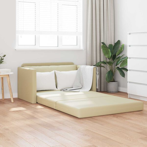 vidaXL Sof&aacute; cama 110cm Crema Cuero artificial
