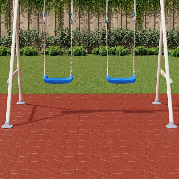 vidaXL Piedra decorativa 6 pcs Rojo 40,5 x 40,5 x 2 cm Goma