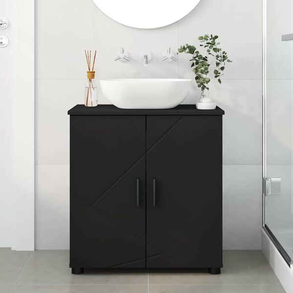 vidaXL Gabinete de Ba&ntilde;o con almacenamiento Negro 61 x 35 x 64 cm